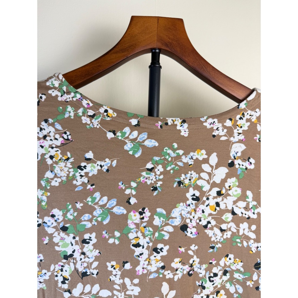 J.Jill Women Floral Crew Neck Supima Luxe Tunic Top Brown Boho sz 3X Stretch - Picture 11 of 13